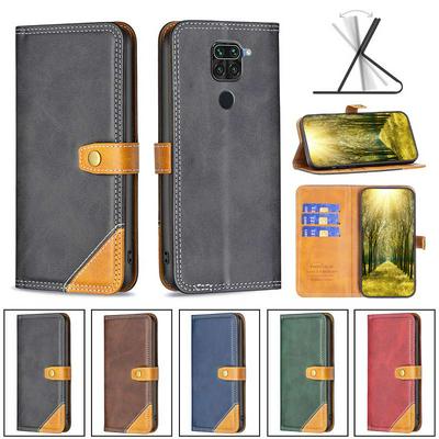 For Xiaomi Redmi Note 9/Redmi 10X 4G Stitching Color Double Line BF12 Style PU Leather Wallet Phone Case