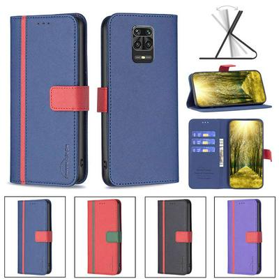 For Xiaomi Redmi Note 9 Pro Max Stitching Color Cross Pattern BF13 Style PU Leather Wallet Phone Case