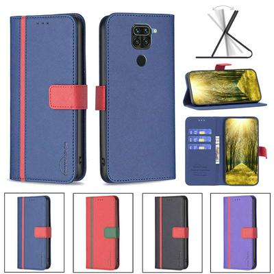 For Xiaomi Redmi Note 9/Redmi 10X 4G Stitching Color Skin Feel BF13 Style PU Leather Wallet Phone Case