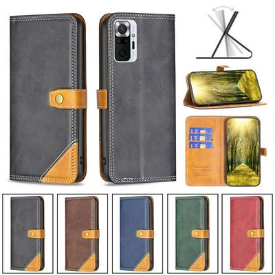 For Xiaomi Redmi Note 10 Pro Stitching Color Double Line BF12 Style PU Leather Wallet Phone Case