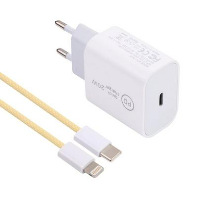 20W PD USB-C / Type-C Travel Charger + 1m 20W USB-C / Type-C to 8 Pin Data Cable Set