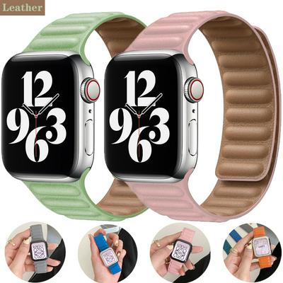 Leather Link loop For Apple watch band 45mm 44mm 42mm 41mm 40mm 38mm watchabnd original Magnetic bracelet iWatch seires 4 3 5 6 SE strap