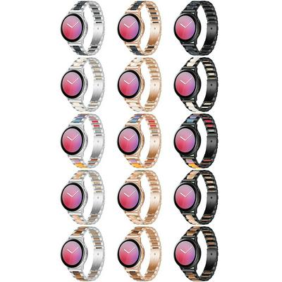 For Samsung Smart Watch 20mm/22mm Three-beads Steel + Resin Replacement Strap Watchband