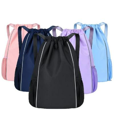 Waterproof Nylon Drawstring Pocket Backpack Large Capacity Outdoor Sports Gym Bag