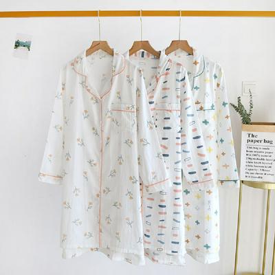 Women's New Gauze Loose Home Wear Long Sleeve Nightdress