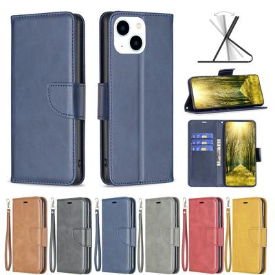 For iPhone 14 Solid Color Sheep Pattern Scratch Resistant Wallet Leather Case