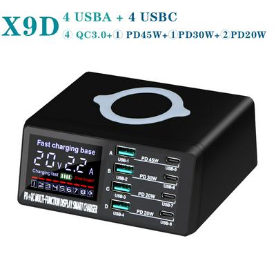 8-Port LCD Quick Charge USB Charger Wireless Charger USB C PD Fast Charger for iPhone 13 12 Pro MacBook Air Samsung S20 Xiaomi