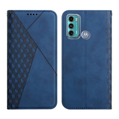 For Motorola Moto G40 Fusion/G60 Rhombus Skin Feel Strong Magnetic Closure Shockproof Flip Leather Case