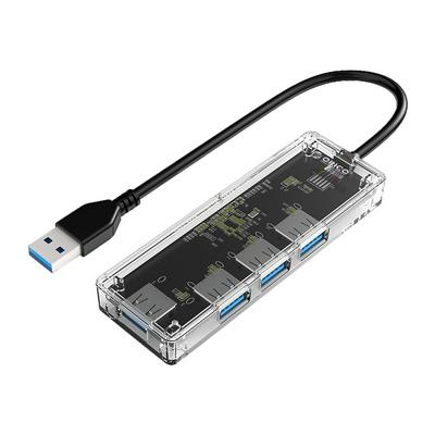 ORICO TA1U3-4A Splitter, 3.0 USB High-Speed Expansion, One for Four Transparent Hubs, Suitable for Windows, Mac Os, Linux Systems