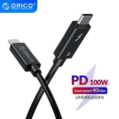ORICO Type C Thunderbolt 3 Cable Fast Charging PD 5A 100W Super Data Transfer 40Gbps Video 8K 60HZ Daisy chain for MacBook Pro