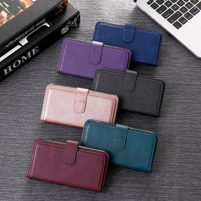 For iPhone 12/12 Pro(6.1) Solid Color Shockproof Multifunction Wallet Style Flip Leather Case with Card Slots & Stand