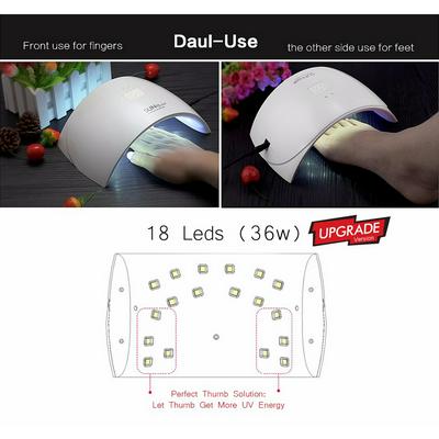 SUNUV SUN9c Plus 36W 18 LEDs UV LED Nail Lamp Nail Dryer for All Gels with 30s / 60s Button 