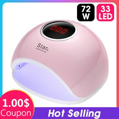 Star5 33 LED 72W LCD Display Mini USB Intelligent Sensing Quick-Drying Phototherapy UV LED Nail Lamp Nail Dryer Drying All Gels Nail Polish Nail Art Tool 