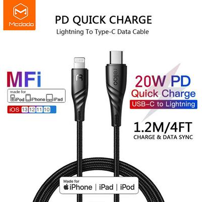 Mcdodo RCA-6252 MFI 20W Fast Charge usb Cable for IPhone 12 11 Pro max Xs 8 Plus USB Type C To Lightning Cable for Iphone cases Charger