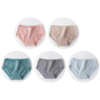 5Pcs Women's Cotton Panties Mid-waist Tummy Seamless Lace Breathable Briefs