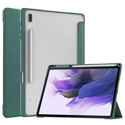 For Samsung Galaxy Tab S7 FE T730 High-end Smart Acrylic Tri-fold Stand Tablet Protective Case with S Pen Slot