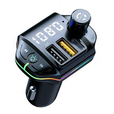 A10 Auto Bluetooth 5.0 Fm-zender Dual Usb Charger MP3 Speler Adapter Handsfree Radio Modulator Met Kleurrijke Verlichting