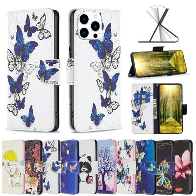 For iPhone 14 Pro Merge Painted All-round Protection PU Leather Wallet Phone Case with Card Slots&Stand 