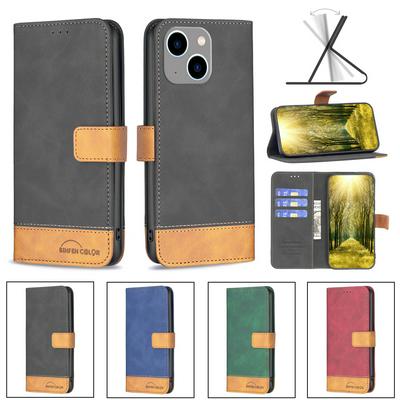 For iPhone 14 Max Stitching Color Skin Feel PU Leather Wallet Phone Case