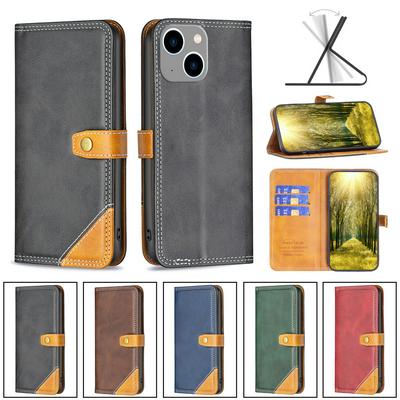 For iPhone 14 Max Stitching Color Double Line Scratch Resistant PU Leather Wallet Phone Case