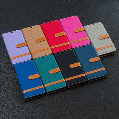 Color Block Denim Cloth Scratch Resistant PU Leather Wallet Phone Case with Card Slots&Stand for Samsung Galaxy A72 5G