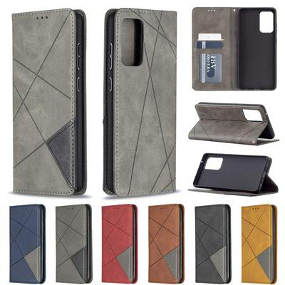 Rhombus Pattern Shockproof PU Leather Wallet Phone Case with Magnetic Closure and Card Slot Wallet Case for Samsung Galaxy A72 5G
