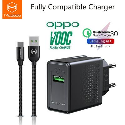 Mcdodo 22.5W Flash Charger Oppo Vooc 5V/4A Huawei 5A super Charger Samsung xiaomi Iphone cases Fast Charger+ Type-C usb cable