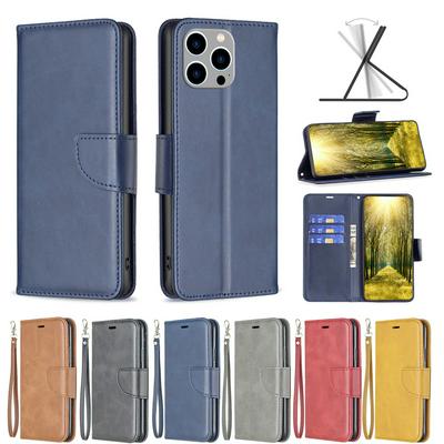 For iPhone 14 Pro Max Solid Color Sheep Pattern Scratch Resistant Wallet Leather Case