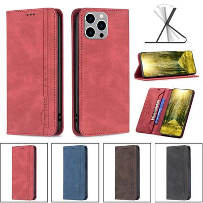 For iPhone 14 Pro Max Magnetic Closure Anti-Theft Brush Protection PU Leather Phone Case