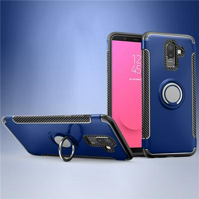 Invisible Ring Bracket Armor Drop-proof Shockproof Car Magnetic Suction Hard PC Back Cover Phone Case for Samsung Galaxy J8 2018
