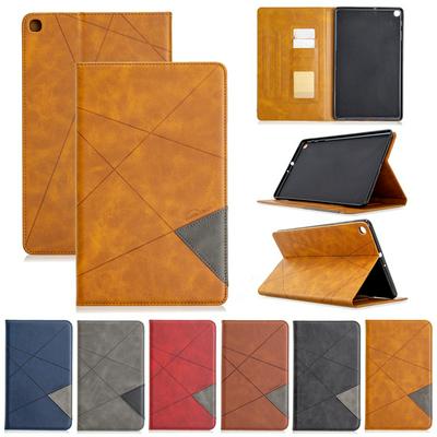 Rhombus Pattern Denim Cloth Anti-Fall Side Flip PU Leather + Soft TPU Picture Frame with Stand and Card Slots Wallet Case for Samsung Galaxy Tab A 10.1 (2019) / SM-T510 (Wi-Fi) / SM-T515 (LTE)
