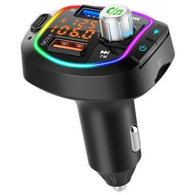 BC66 Car FM Transmitter Bluetooth Wireless MP3 Player Stereo AUX Colorful Light Wake Voice Assistant Fast Charge Handsfree