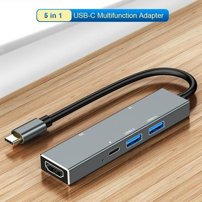 Portable Universal Six-In Docking Station Hub Type-C + Usb 3.0/2.0 + Pd 60W + Digital Card/Tf Security
