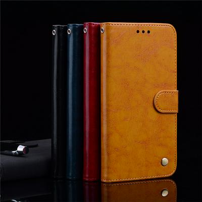 Oil Wax Pattern Retro Business Magnetic Closure Shockproof PU Leather Wallet Phone Case for Samsung Galaxy J4 2018 J400