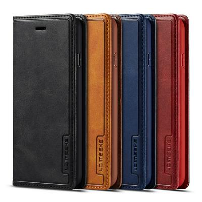 Simple Solid Color Magnetic Buckle Closure Shockproof Scratch Resistant PU Leather Wallet Phone Case with Card Slot for iPhone 7 / 8