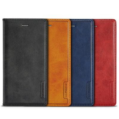 Simple Solid Color Magnetic Buckle Closure Shockproof Scratch Resistant PU Leather Wallet Phone Case with Card Slot for iPhone 7 Plus / 8 Plus