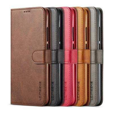 Magnetic Button Calf Pattern Shock-Absorption Side Flip PU Leather + Soft TPU Wallet Phone Case with Card Slot and Stand for Xiaomi Redmi 7