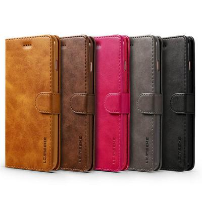 Magnetic Button Calf Pattern Shock-Absorption Side Flip PU Leather + Soft TPU Wallet Phone Case with Card Slot and Stand for iPhone 6 Plus / 6S Plus