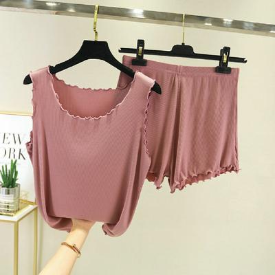 Wooden Ear Edge Modal Pajamas Camisole Shorts Home Service Sleep Clothes Two-piece Suit for Women