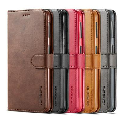 Magnetic Button Calf Pattern Shock-Absorption Side Flip PU Leather + Soft TPU Wallet Phone Case with Card Slot and Stand for Samsung Galaxy A7 2018 A750