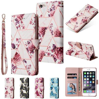 Bronzing Marble Stitching Geometric Patterns Shockproof and Scratchproof PU Leather+TPU Wallet Phone Case for iPhone 6 Plus/ 6S Plus