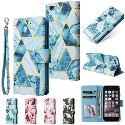 Bronzing Marble Stitching Geometric Patterns Shockproof and Scratchproof PU Leather+TPU Wallet Phone Case for iPhone 6 / 6S