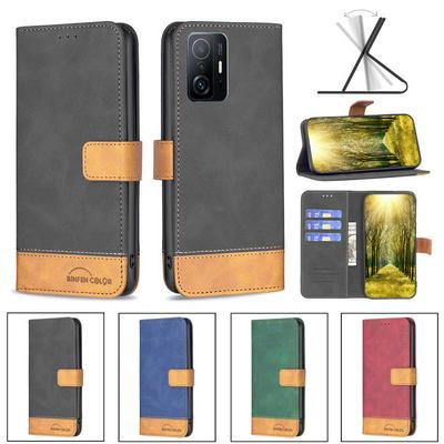 For Xiaomi 11T Stitching Color Skin Feel BF11 Style PU Leather Wallet Phone Case