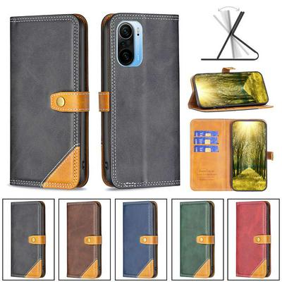 For Xiaomi Mi 11i/Xiaomi Redmi K40 Stitching Color Double Line BF12 Style PU Leather Wallet Phone Case