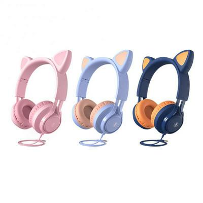 EP08 Cute Cat Ear Headphone Wired Headphones Muisc Stereo Earphones with Microphone Adult Girl Kid Child Headset Lovely