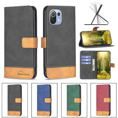For Xiaomi Mi 11 Lite Stitching Color Skin Feel BF11 Style PU Leather Wallet Phone Case