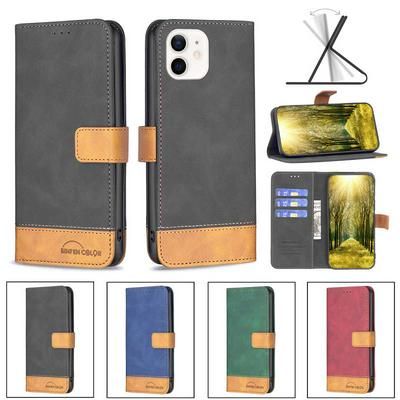 For iPhone 12 mini(5.4) Stitching Color Skin Feel BF11 Style PU Leather Wallet Phone Case