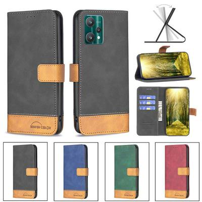 For Realme 9 Pro Stitching Color Skin Feel BF11 Style PU Leather Wallet Phone Case