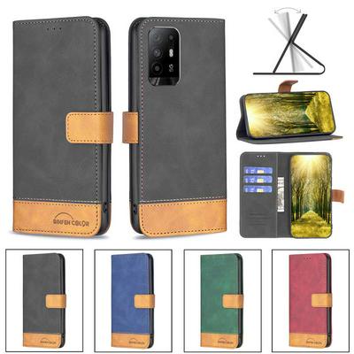 For Oppo A94 5G Stitching Color Skin Feel BF11 Style PU Leather Wallet Phone Case