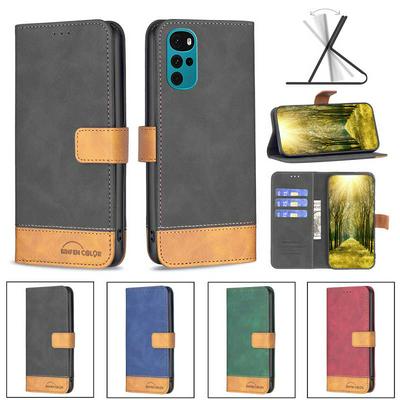 For Motorola Moto G22 Stitching Color Skin Feel BF11 Style PU Leather Wallet Phone Case